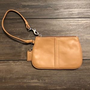 Coach tan leather wristlet